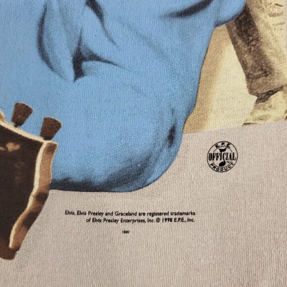 Vintage 1998 AAA Mens Sz XL Elvis Presley Love Me Tender Tan T-Shirt Tee Cotton - Picture 6 of 13